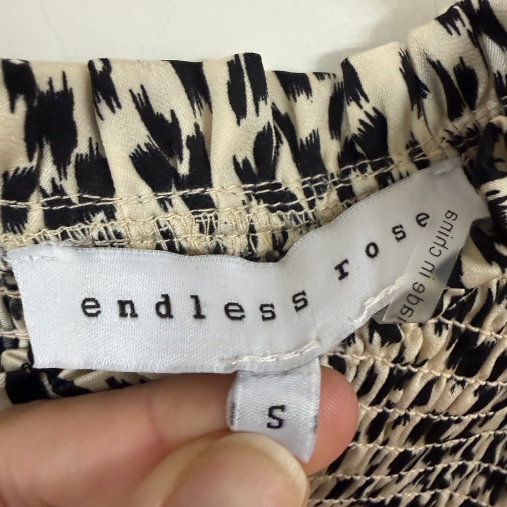 Endless Rose Black and Cream Smocked Top - Picture 3 of 6